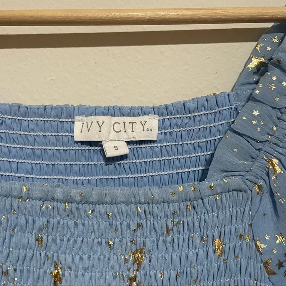 Ivy City Co. Starry Nights Light Baby Blue and Gold Dress, Size Small - Picture 6 of 6